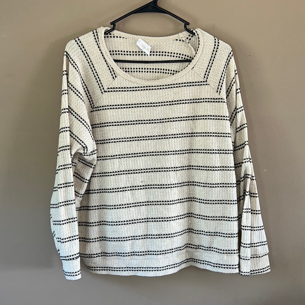 Endless blu striped long sleeve, waffle knit